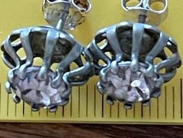 Clous d'oreilles vintage  pierres quartz brûlé / SVP lisez