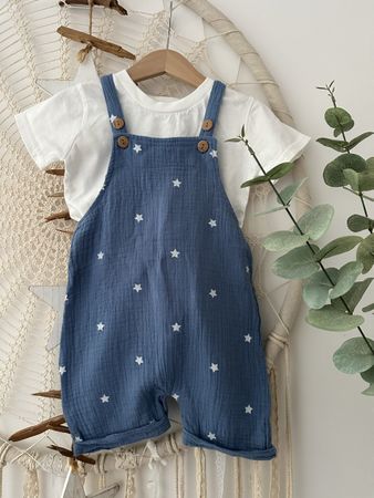 2-teiliges Baby Set Musselin Latzhose+Tshirt Gr. 80 *NEU 