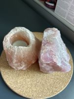 3 Stück;Rosenquarz Teelichthalter & Deko-Stein, Top Zustand!