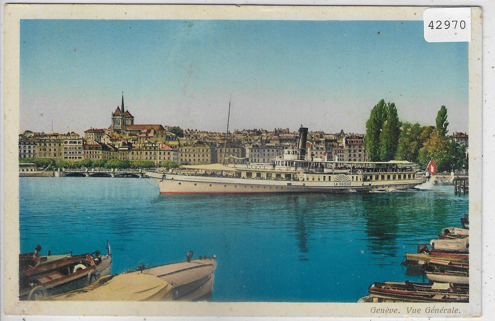 Cartoline postali: Geneve - Bateau-Salon "La Suisse" - Dampfer - Litho – Usato da Ettingen venduto da Kartenplanet
