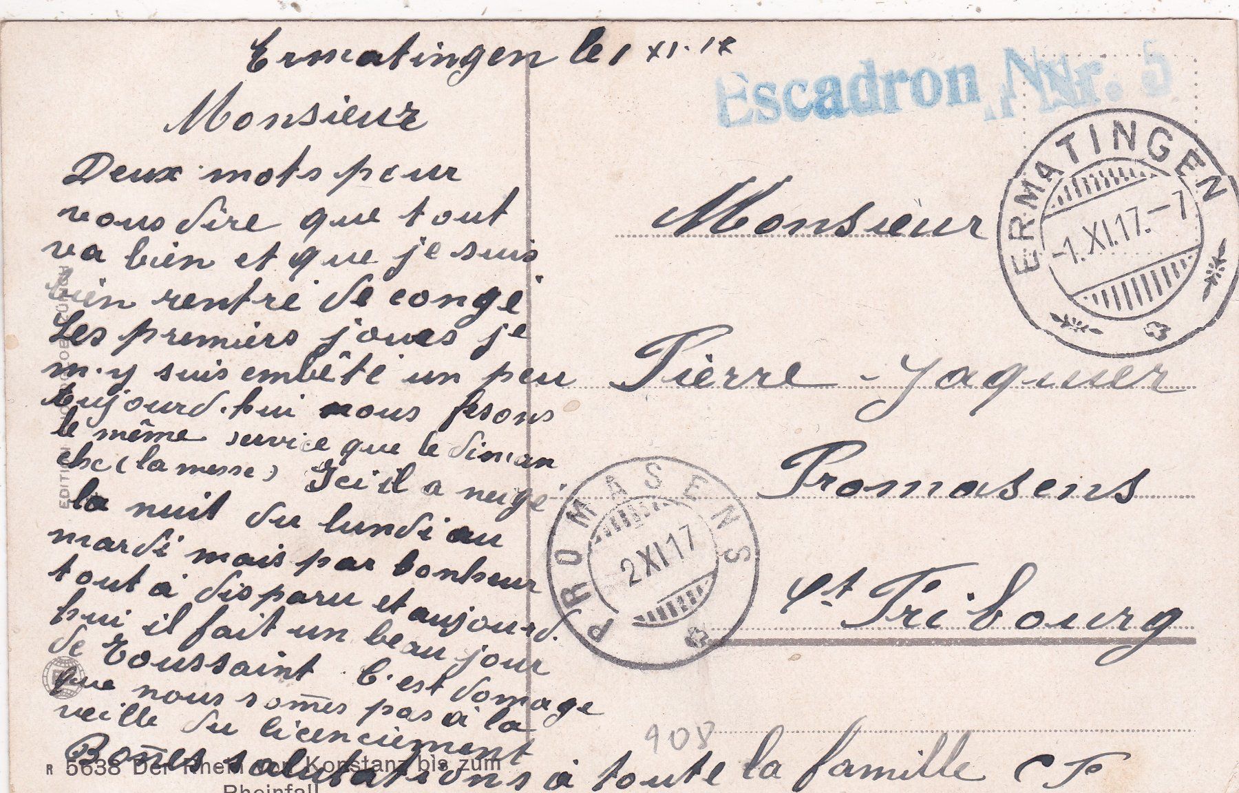 Ansichtskarten: Rheinfall Schaffhausen 1917 – Gebraucht aus Herisau von Lisegrat2008 1