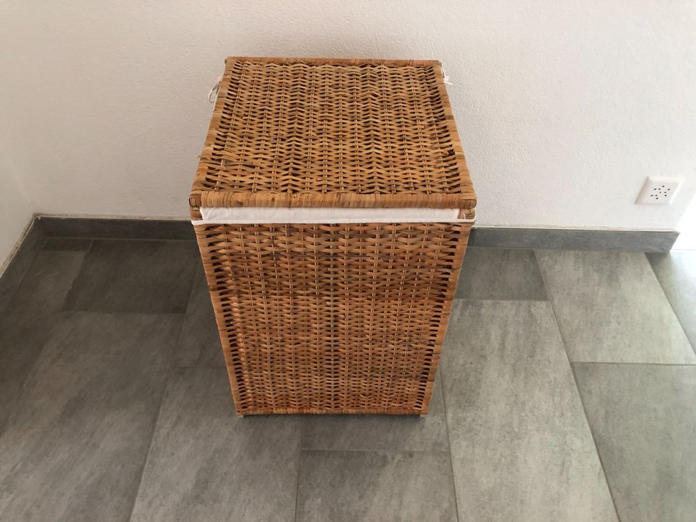 BRANÄS laundry basket with lining 41x41x60 cm rattan