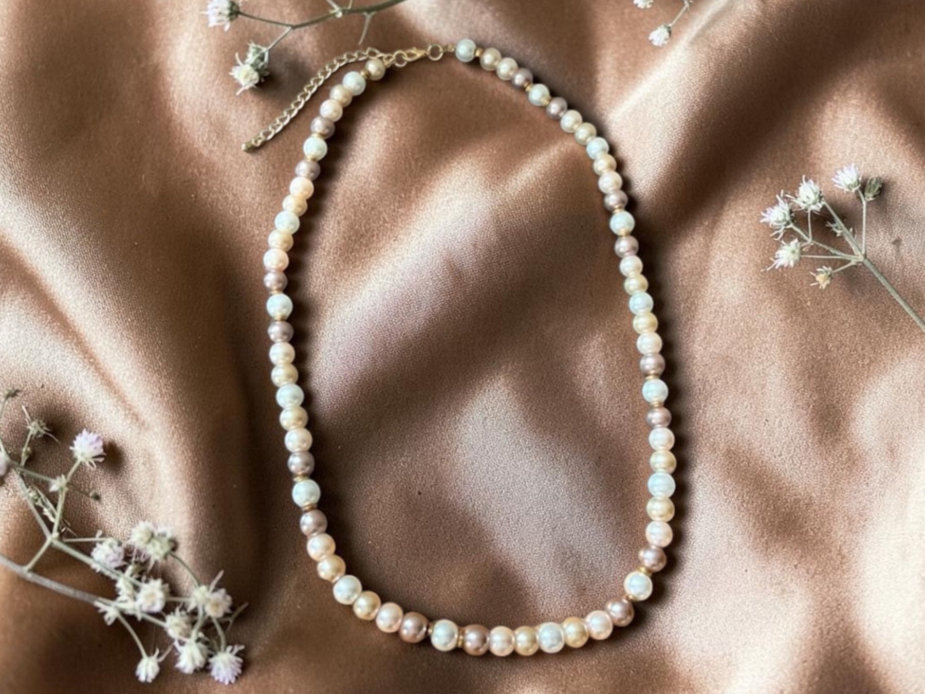 Colliers: Vintage Cremefarbene und rosa Perlenkette – D'occasion à Lamone par LaCantinaMagica 3