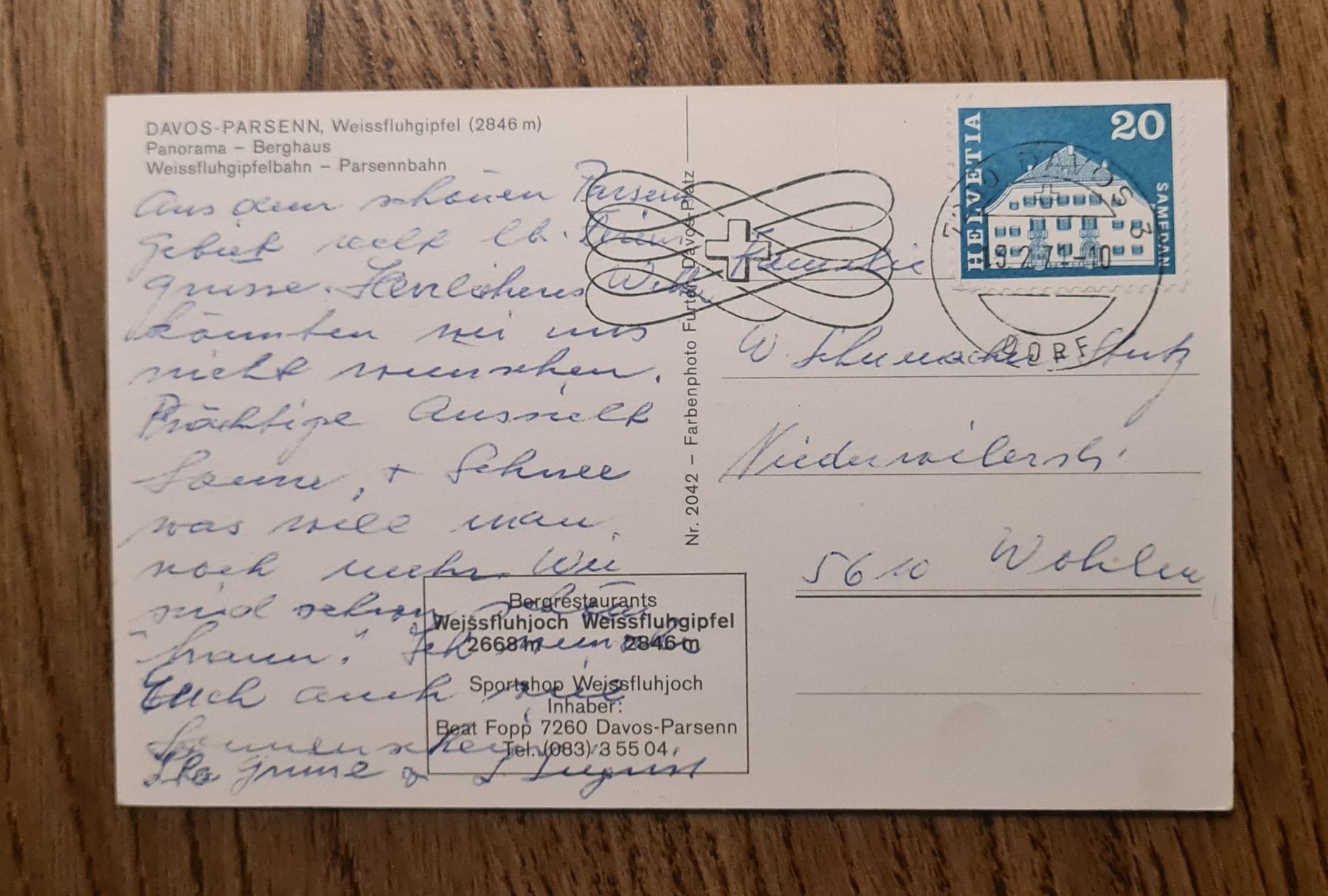 Cartoline postali: Weissfluhgipfel Davos 1971 – Usato da Ebikon venduto da Donar50 1