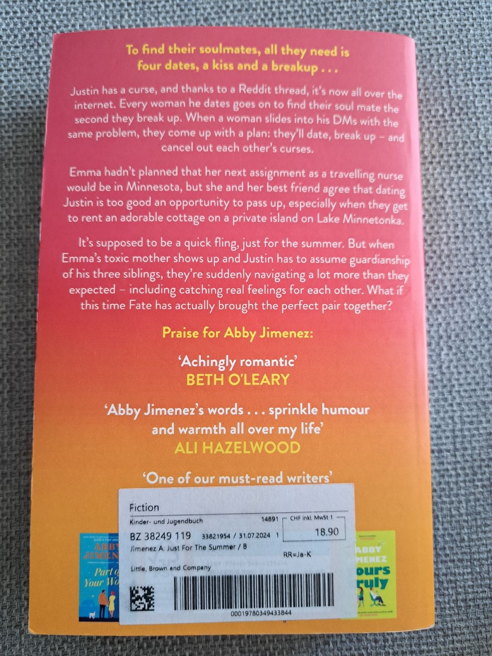 Libri: just for the summer - Abby Jimenez – Usato da Uster venduto da lhummel99 1