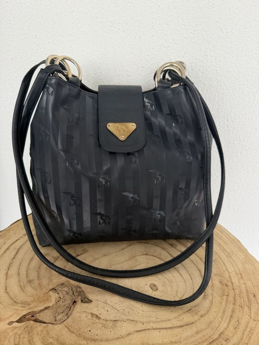 Maison Mollerus Taschen: Maison Mollerus MM Schultertasche Dunkelblau Monogramm  – Gebraucht aus Hägglingen von Raff_Ella