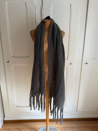 Strickschal dunkelgrau warm