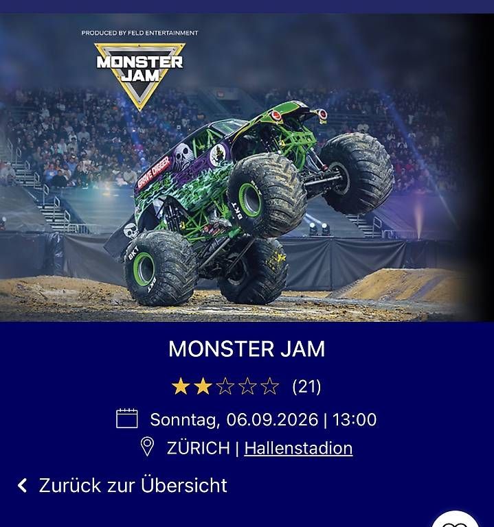 Tickets: 2x Monster Jam Zürich  Top Sitzplätze – Gebraucht aus Flamatt von MelodieMay