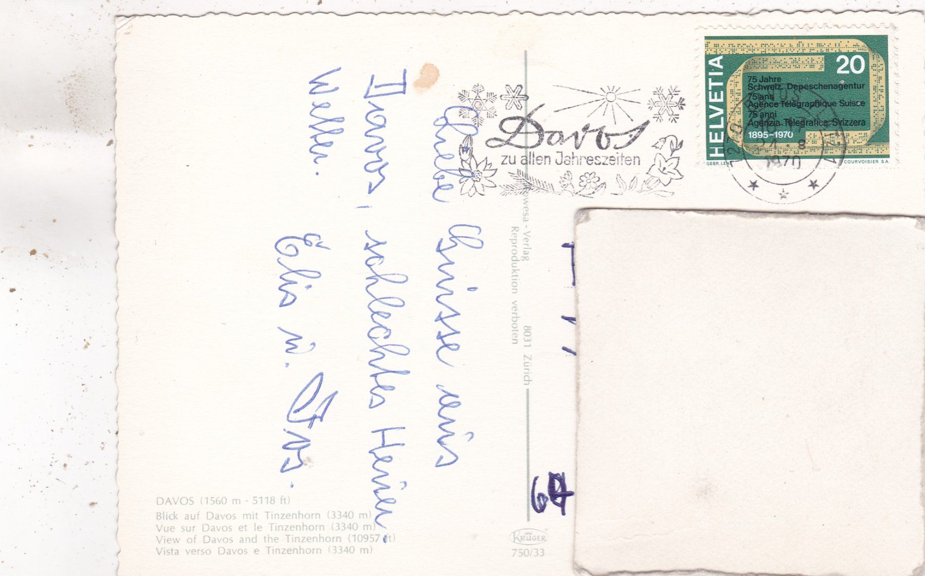 Cartoline postali: Davos 1970 – Usato da Herisau venduto da Lisegrat2008 1