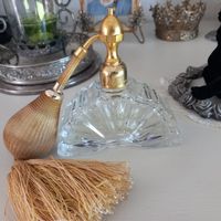 Antikes Kristall Glas Parfumflacon m. Zersteuber/ Frankreich