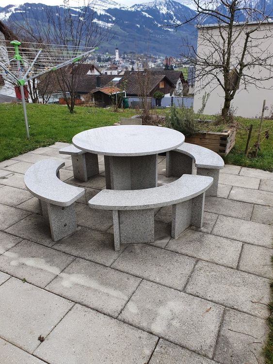Garten Tischgruppe rund aus Marmor Kaufen auf Ricardo