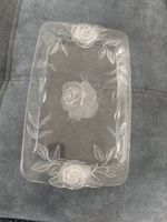 Serviertablett Glas mit Rosenmotiv 38x21cm guter Zustand
