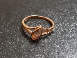 Ring mit Zirkonia, vergoldet 585, 3g, size 9 (59)