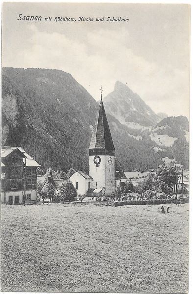 Cartoline postali: Saanen Kirche und Schulhaus – Usato da Olten venduto da clotaldi
