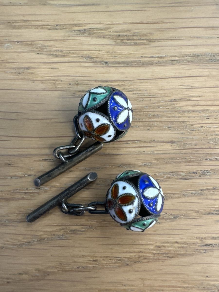 Manschettenknöpfe: Silver enamel cufflinks from 1908 – Gebraucht aus Binningen von Sophiescloset 4