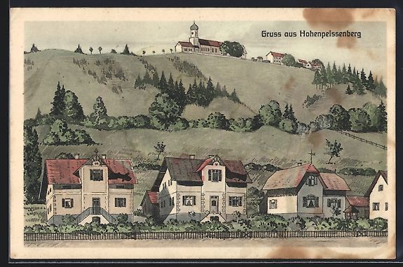Cartoline postali: sign. Hans Pernat: Hohenpeissenberg, Ort – Usato da Berlin venduto da bartko-reher