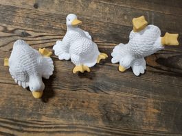 Dekofiguren Enten im 3er Set weiss/gelb 