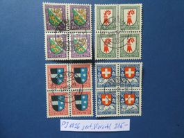 PJ 1926 gestempelte Viererblöcke