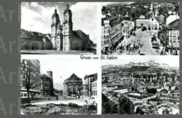 AK sw St.Gallen SG Stadt,4-fach- Mehrbild, © Zwissler ≈ 1960
