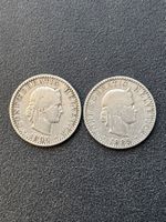 2x SCHWEIZ 20 Rappen 1884/1885
