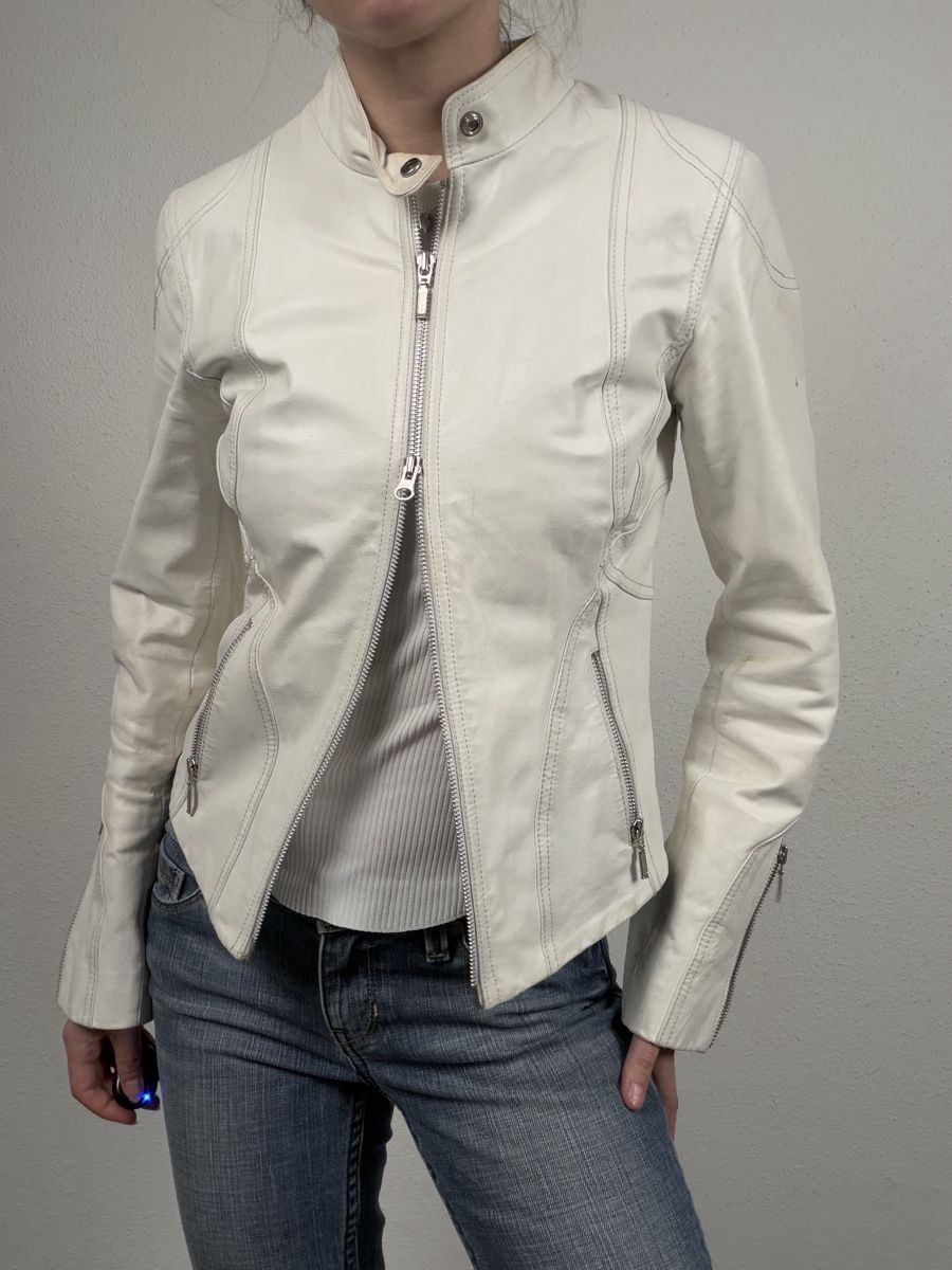 Giacche: Ladies Leather Jacket, Cream – Usato da Knonau venduto da Grapesvintage 2