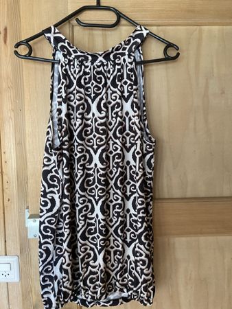 Damen Top Chicoree gemustert schwarz weiss Grösse M