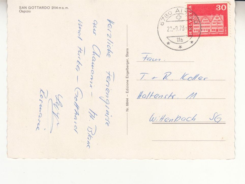 Cartes postales: San Gottardo 1973 – D'occasion à Bürglen TG par StampGraf 1