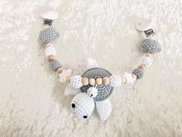 Kinderwagenkette Schildkröte hellgrau
