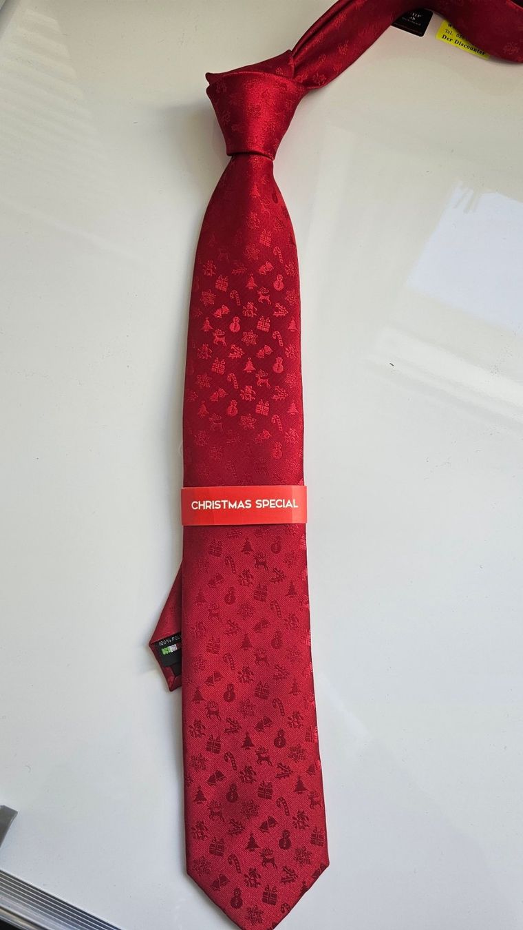 Cravatte: Krawatte Weihnachtskrawatte rot – Nuovo e nell'imballaggio originale da Fehraltorf venduto da herrenaccessoirsking 2