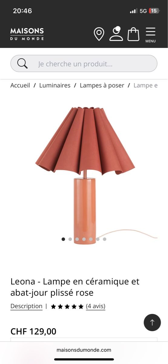 Maisons du monde Lampade: Lampe Leona Maison du Monde – Nuovo (secondo la descrizione) da Meyrin venduto da lau_z2sf 2