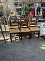 Set of 6 wooden chairs with straw seats used condition