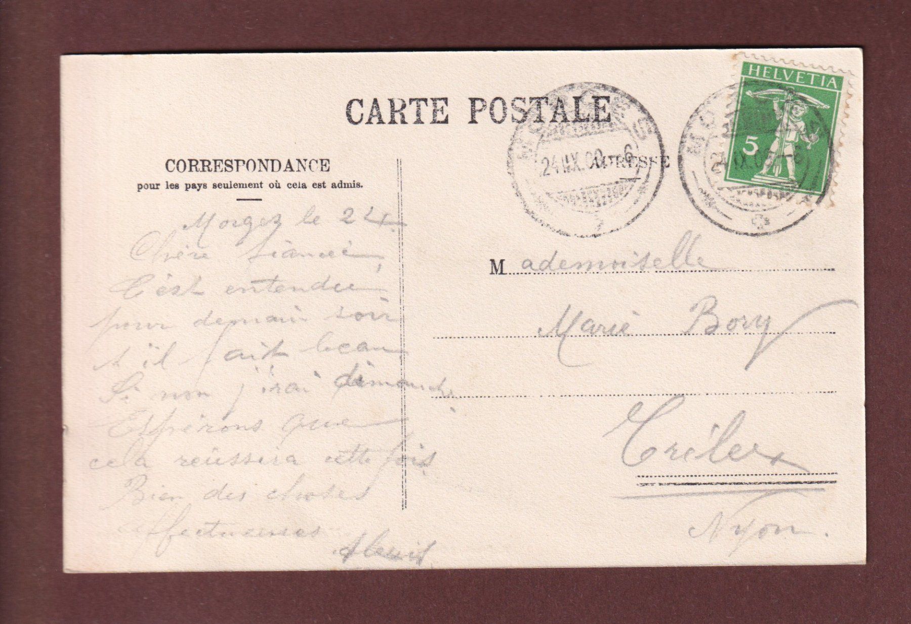 Ansichtskarten: MORGES - Avenue de la République - 1909 – Gebraucht aus Pully von nicecards-shop 1