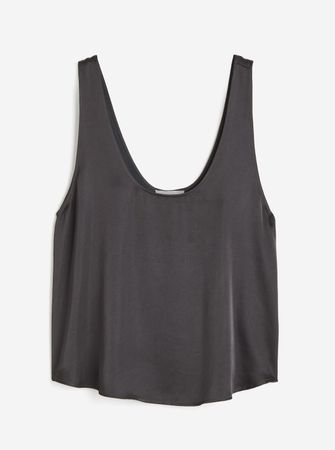 H&M Satin Top in Dunkelgrau, neuwertig, Grösse M
