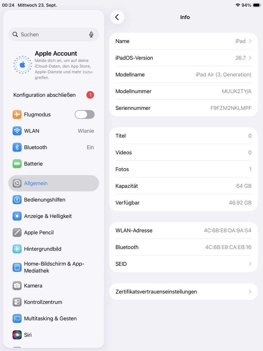 Apple Tablet PC: Apple iPad Air (3rd Generation) – Usato da Basel venduto da -Soulfood- 3