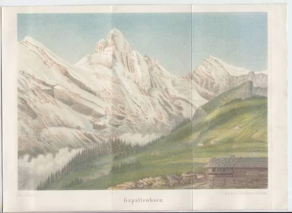 Grafica & Litografie: GSPALTENHORN, LITHOGRAPHIE 1870 – Antico da Grüningen venduto da Kartensammler 2