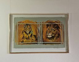 Rolf Knie " Zwei Löwen" Serigraphie, handsigniert