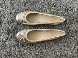 NEUE 5th Avenue Echt Leder Ballerina Gold