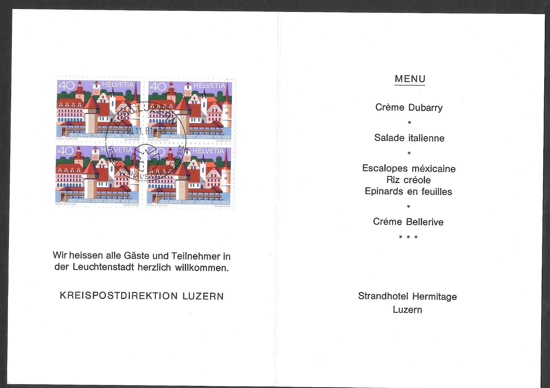 Tous les timbres: Sonderfolder Postverwalterkonferenz Luzern 18.11.1981 – Neuf (Voir description) à Olten par clotaldi 1