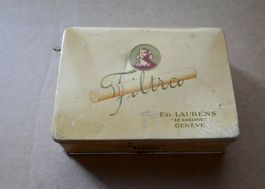 Antike Blechdose für Filtra-Zigaretten der Marke Ed. Laurens