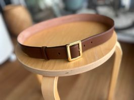Bally Ledergürtel, braun, goldene Schnalle, Grösse 90 cm