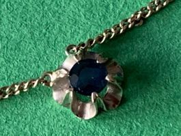 Gold-Kette mit Anhänger zart blau (585)