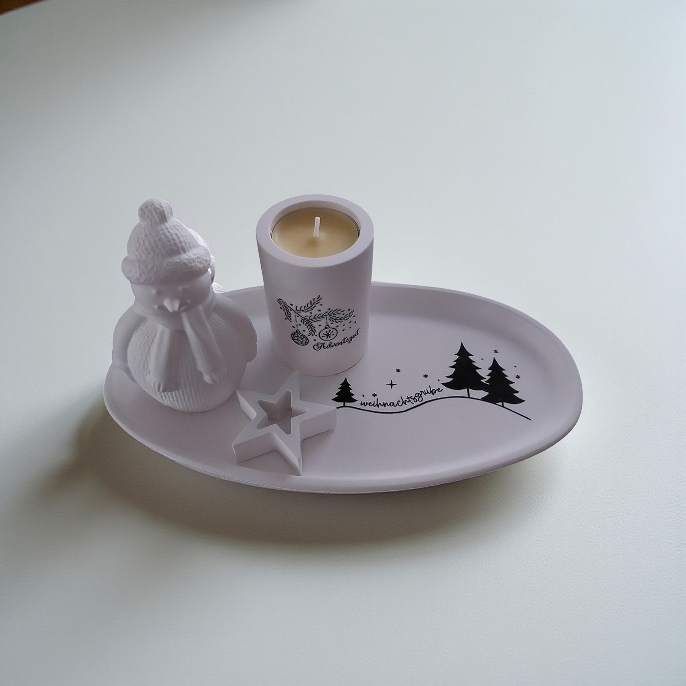 Tutte le decorazioni: Weihnachtsdeko Teller mit Kerzenhalter und Figur Handmade  – Nuovo e nell'imballaggio originale da Erlinsbach SO venduto da Inspirierend 2