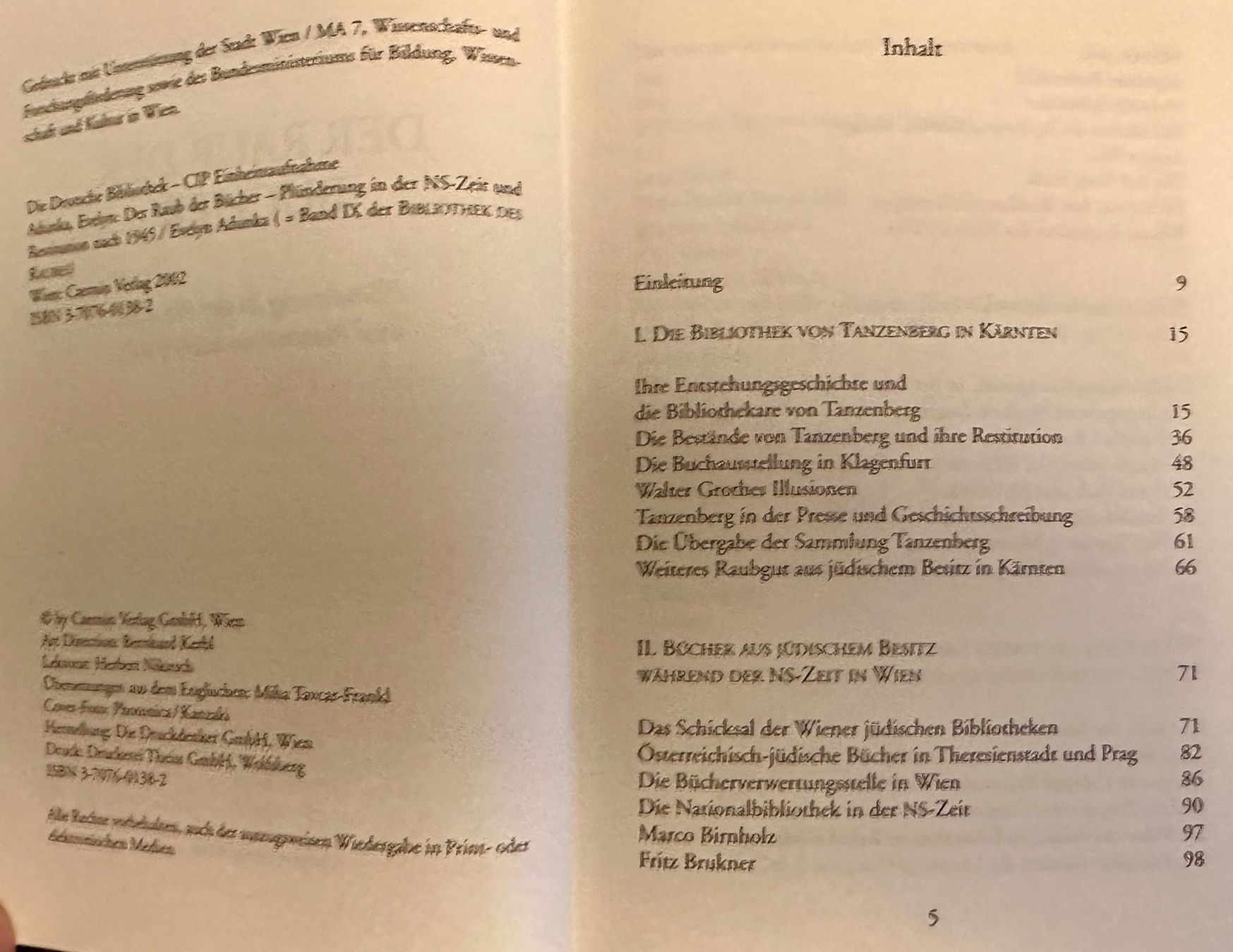 Libri: Evelyn Adunka: Der Raub der Bücher. – Usato da Zürich venduto da allp 3