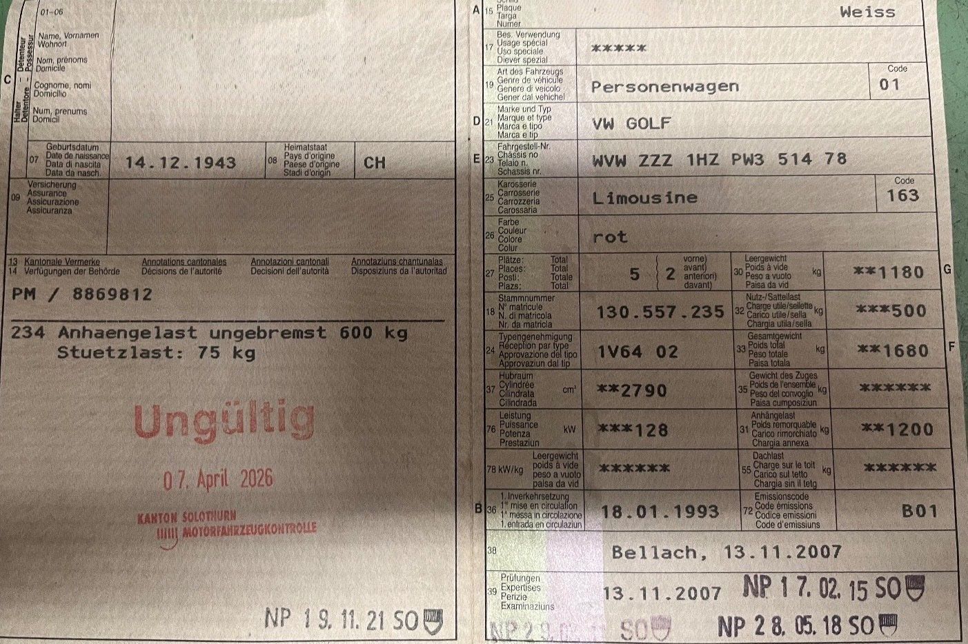 VW Autos: VW Golf VR6, ab Platz JG 1993., mit AHK. – Gebraucht aus Schänis von nik_f2wb 6