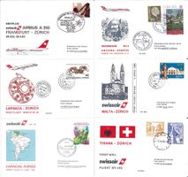 12 Belege Swissair-Erstflüge