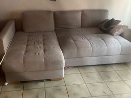 Ecksofa mit Schlaffunktion grau gebrauchter Zustand