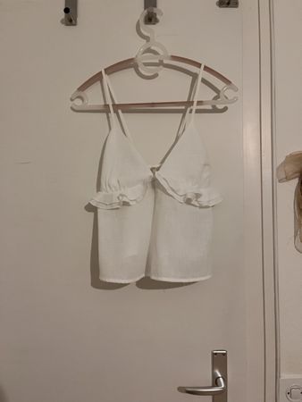 Top blanc effet lin