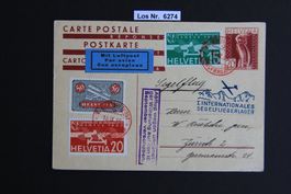 F Postkarte mit Luftpost und Sonderstempel 1935     Los 6274