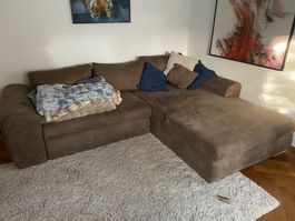 Ecksofa braun Mikrofaser Stoff guter Zustand (Bettsofa)