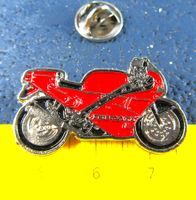 DUCATI 851 ROT MOTORRAD PIN GEPRÄGT SILBRIG VINTAGE
